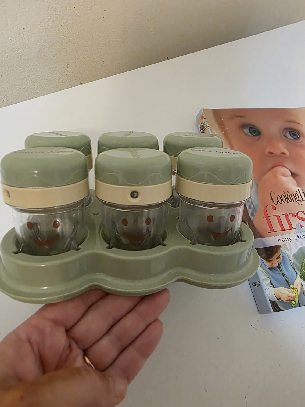 Baby Food Storage Jar Set in Sage Green